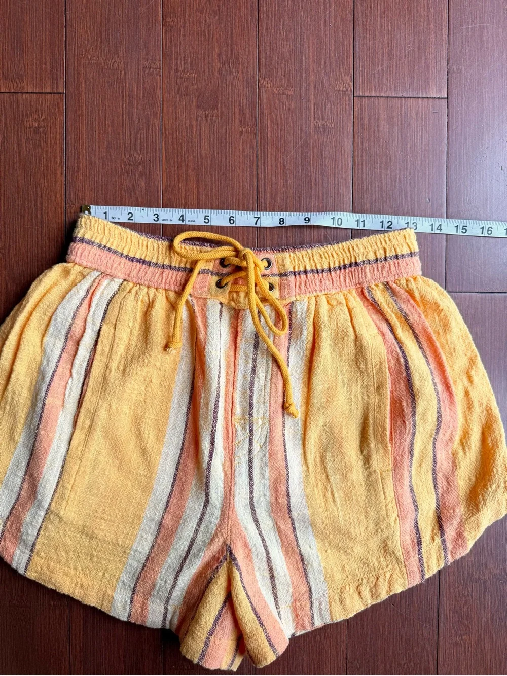 Free People Kalli Striped Shorts Yellow Orange - Size S